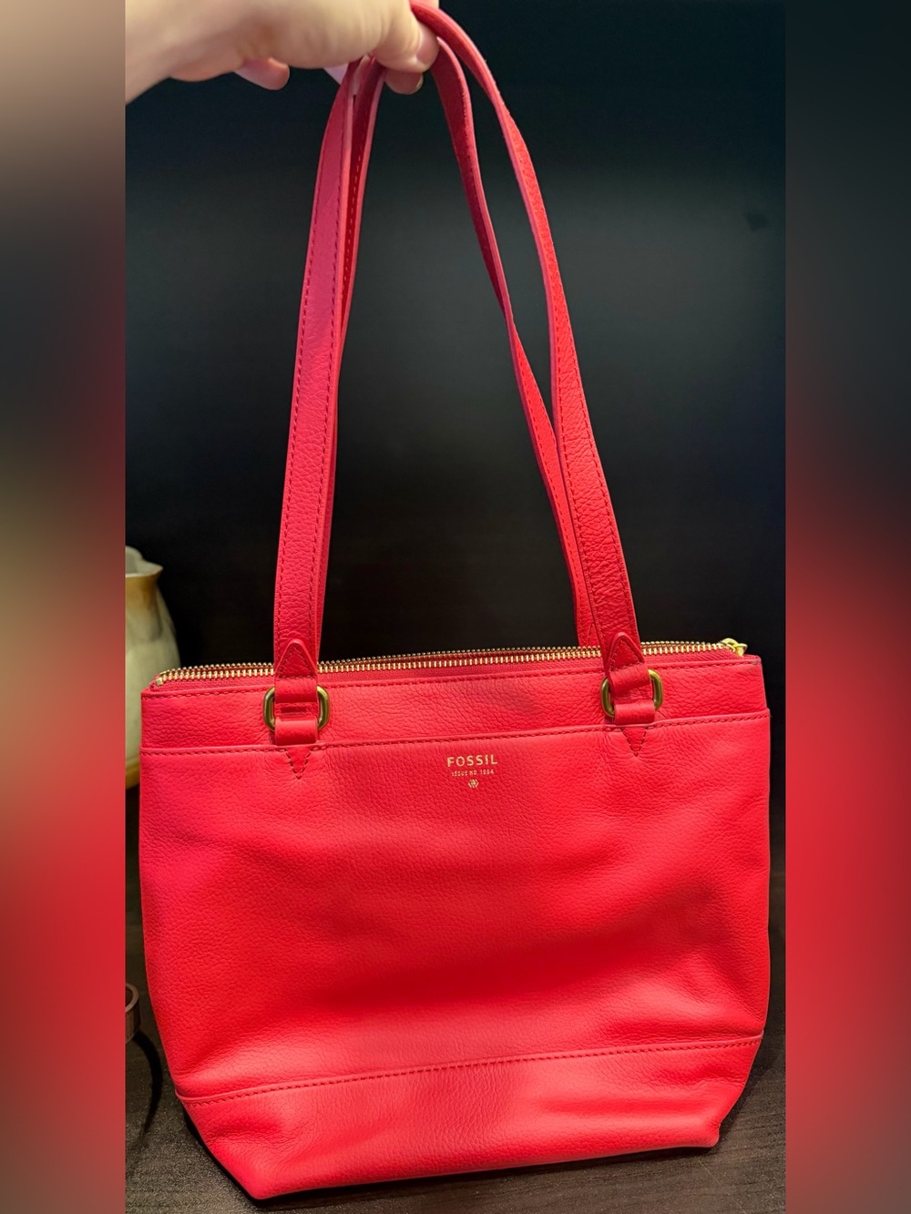 Fossil Sydney Small Red Pebbled Leather Tote